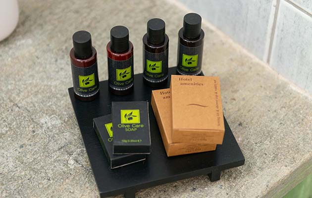 Toiletries at Madilides studios in Sifnos